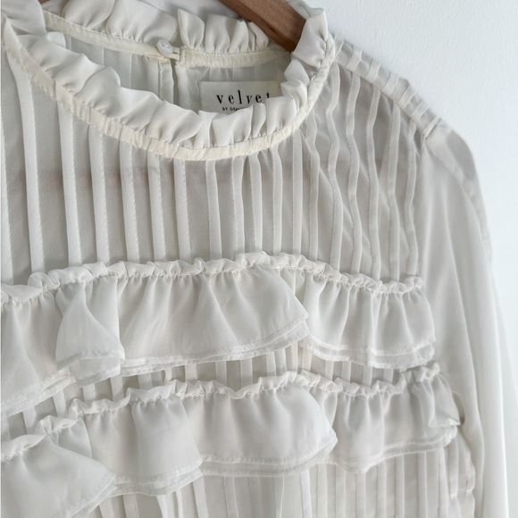 White Blouse with Pleats and Ruffle - Picture 2 of 5